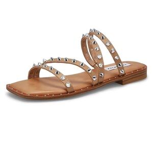 Steve Madden Tan Silver Sandals Minimalist Design